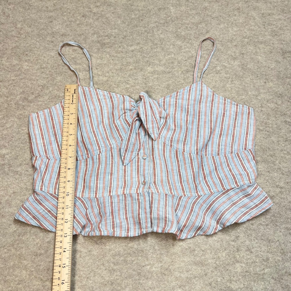 American Eagle Striped Tie Front Peplum Cami Crop Top Blue Orange XL NWT - Picture 6 of 6